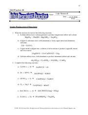 Hough High School. . Skill practice 35 intro reactions practice answer key